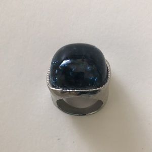 Navy blue and silver tone ring size 6